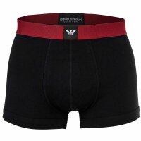 EMPORIO ARMANI Herren Trunks, 3er Pack - ESSENTIAL LOGOLABEL, Shorts, Stretch Cotton Schwarz/Rot/Weiß M