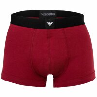 EMPORIO ARMANI Mens Trunks, 3-Pack - ESSENTIAL LOGOLABEL, Shorts, Stretch Cotton Black/Red/White M (Medium)