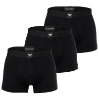 EMPORIO ARMANI Herren Trunks, 3er Pack - ESSENTIAL LOGOLABEL, Shorts, Stretch Cotton Schwarz S