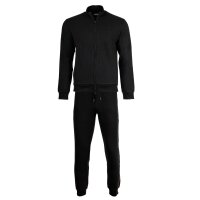 EMPORIO ARMANI mens leisure suit with zip-jacket - BASIC TERRY, full zip tracksuit, cotton-blend Black L (Large)