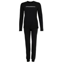 EMPORIO ARMANI Damen Schlafanzug, lang - EVERYDAY COTTON, Pyjama, Cotton Stretch Schwarz L