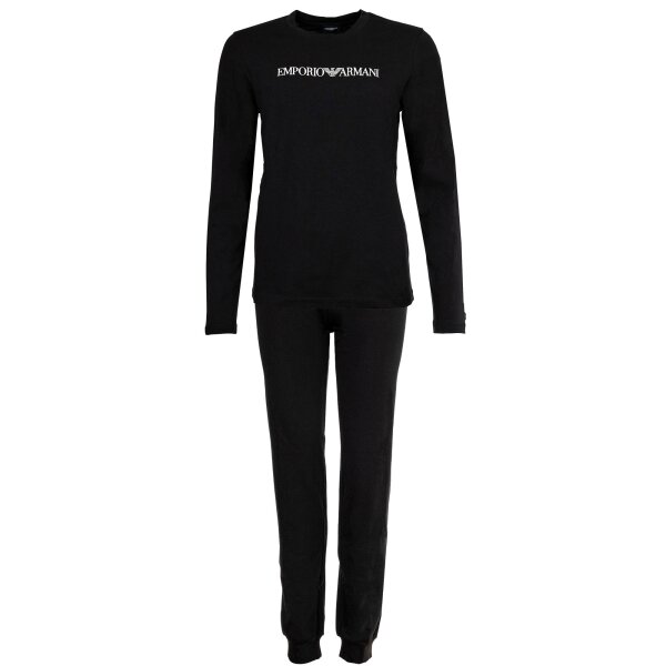 EMPORIO ARMANI Damen Schlafanzug, lang - EVERYDAY COTTON, Pyjama, Cotton Stretch Schwarz M