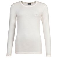 EMPORIO ARMANI womens long-sleeved round-neck top - ESSENTIAL STUDS, viscose stretch White XS (X-Small)