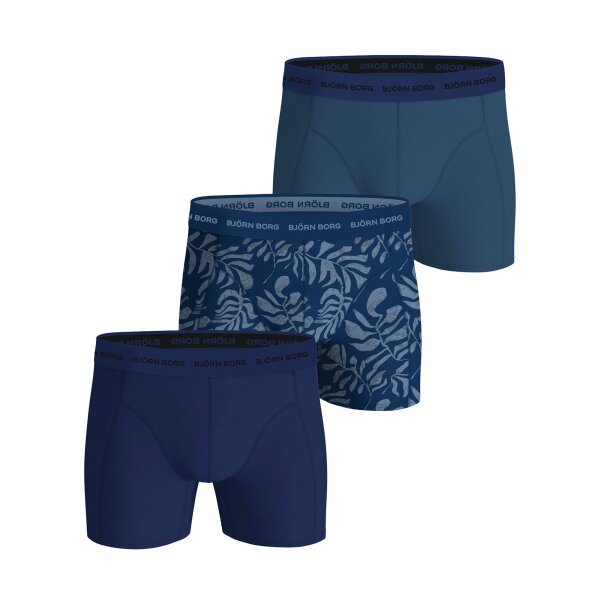 BJÖRN BORG Herren Boxershorts, 3er Pack - Cotton Stretch Boxer 3P, Unterhose, Baumwolle Blau M