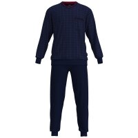 GÖTZBURG Herren Schlafanzug - lang,  Bündchen, V-Neck, Baumwolle, Pyjama Blau M