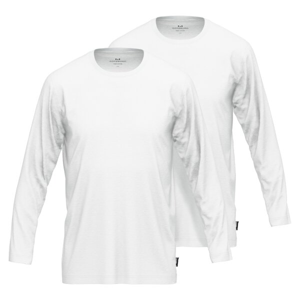 GÖTZBURG Herren Langarmshirt, 2er Pack - Baumwolle, Longsleeve, einfarbig Weiß M