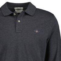 GANT Herren Poloshirt - REGULAR SHIELD LONGSLEEVE PIQUE RUGGER, Langarm, Logo Anthrazit Melange 2XL
