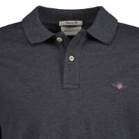 GANT Mens Polo Shirt - REGULAR SHIELD LONGSLEEVE PIQUE RUGGER, long sleeve, logo Anthracite melange 2XL (XX-Large)