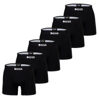 BOSS Herren Boxershorts, 6er Pack - Boxer Brief, Boss One, Cotton Stretch, Logo Schwarz L