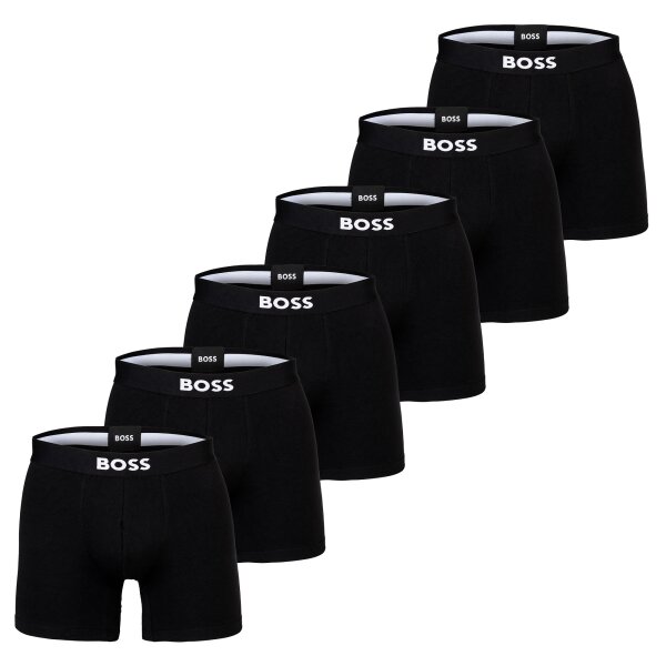 BOSS Herren Boxershorts, 6er Pack - Boxer Brief, Boss One, Cotton Stretch, Logo Schwarz M