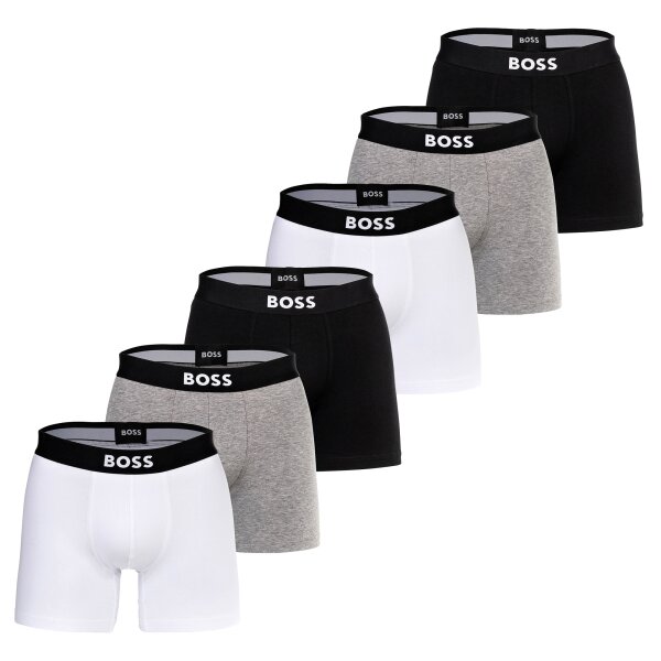 BOSS mens boxer shorts, 6-pack - boxer briefs, Boss One, cotton stretch, logo Black/Grey/White M (Medium)