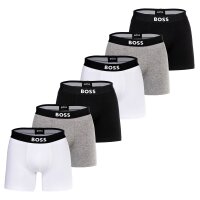BOSS Herren Boxershorts, 6er Pack - Boxer Brief, Boss One, Cotton Stretch, Logo Schwarz/Grau/Weiß M