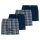 CECEBA mens woven boxer shorts, 4-pack - underwear, pants, cotton, logo, checked, single-coloured Blue M (Medium)