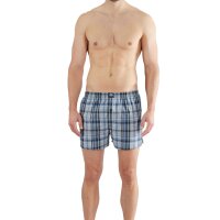 CECEBA mens woven boxer shorts, 4-pack - underwear, pants, cotton, logo, checked, single-coloured Blue L (Large)