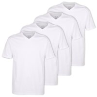 CECEBA Herren T-Shirts, 4er Pack - Konvex, V-Ausschnitt, Kurzarm, Baumwolle, uni Weiß XL