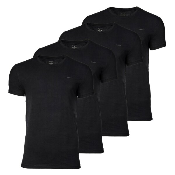 GANT Mens T-shirt, 4-pack - C-NECK T-SHIRT 4-PACK, round neck, short sleeve, cotton Black M (Medium)