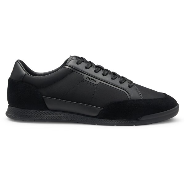 BOSS mens trainers - Nitan txsd, Trainer, material mix with suede Black EUR 41 (UK 7,5)