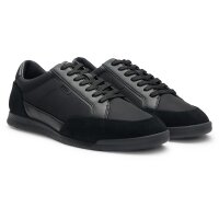 BOSS Herren Sneaker - Nitan txsd, Turnschuh, Material-Mix mit Veloursleder Schwarz EUR 41
