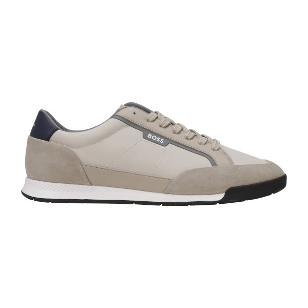 BOSS Herren Sneaker - Nitan txsd, Turnschuh, Material-Mix mit Veloursleder Beige EUR 41