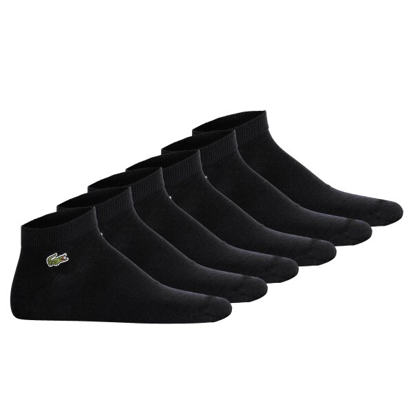 LACOSTE Unisex Sneakersocken, 6er Pack - Baumwollmischung, einfarbig, Logo Schwarz 35-38