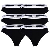 LACOSTE Damen Strings, 6er Pack - Thong, Unterwäsche, Cotton Stretch, Logobund, einfarbig Schwarz XS