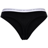 LACOSTE Damen Strings, 6er Pack - Thong, Unterwäsche, Cotton Stretch, Logobund, einfarbig Schwarz/Grau/Weiß XS