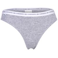 LACOSTE Damen Strings, 6er Pack - Thong, Unterwäsche, Cotton Stretch, Logobund, einfarbig Schwarz/Grau/Weiß XS