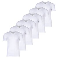 LACOSTE Herren T-Shirts, 6er Pack - Essentials, V-Ausschnitt, Slim Fit, Baumwolle, einfarbig Weiß M