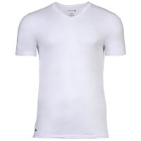 LACOSTE Mens T-Shirts, 6-pack - Essentials, V-Neck, Slim Fit, Cotton, Solid Color White S (Small)