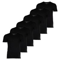 LACOSTE Mens T-Shirts, 6-pack - Essentials, V-Neck, Slim Fit, Cotton, Solid Color Black S (Small)
