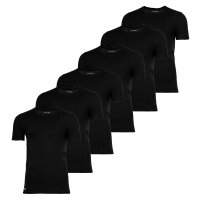 LACOSTE Mens T-Shirts, 6-pack - Essentials, Round Neck, Slim Fit, Cotton, Solid Color Black S (Small)