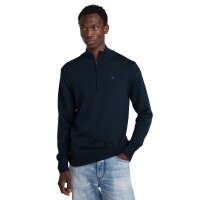 G-STAR Herren Strickpullover mit Henley-Kragen - Premium Core Half Zip Knit, einfarbig Dunkelblau M