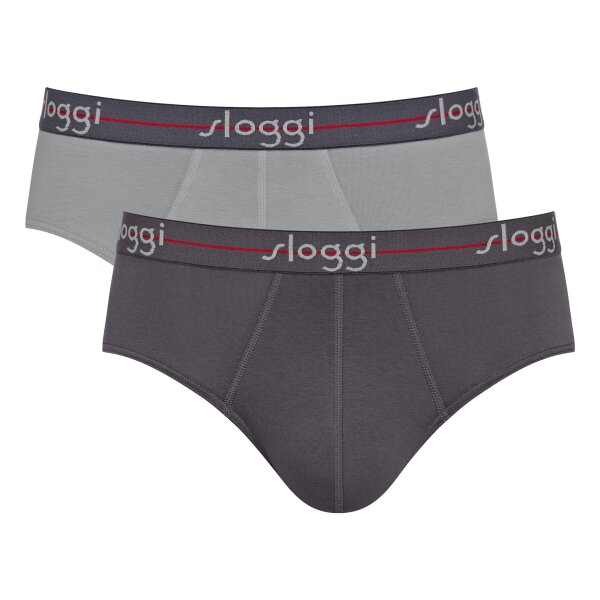 Sloggi Herren Slips 2er Pack - Start midi C2P box, Baumwolle Grau/Schwarz M