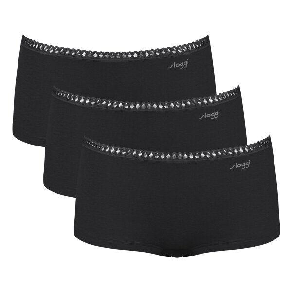 Sloggi ladies panties, 3-pack - GO Crush Short C3P, pants, stretch cotton Black XS (X-Small)