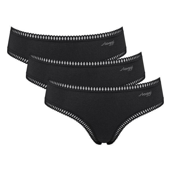 Sloggi Damen Hipster-Slips, 3er Pack - GO Crush Hipster C3P, Unterhose, Stretch-Baumwolle Schwarz S