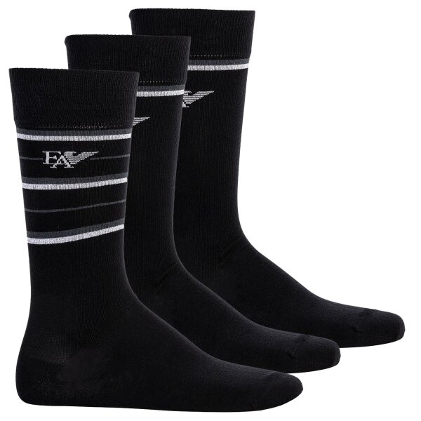 EMPORIO ARMANI Herren Socken, 3er Pack - Kurzsocken, Geschenkbox, One Size Schwarz 39-46