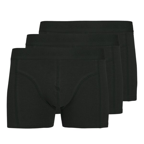 JACK&JONES mens boxer shorts, pack of 3 - JACORDINARY TRUNKS 3 PACK, stretch cotton, single-coloured Black S (Small)