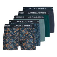 JACK&JONES Men Boxer shorts, pack of 5 - JACMAXWELL TRUNKS 5 PACK, stretch cotton Green/Blue/Black S (Small)
