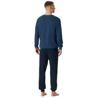 SCHIESSER Herren Schlafanzug, lang - Bündchen, Baumwolle Blau XL