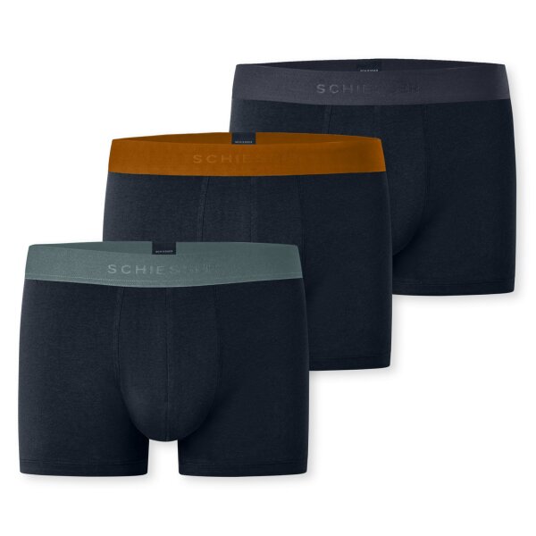 SCHIESSER mens boxer shorts 3-pack - series "95/5", pants, logo waistband Black/Brown/Grey M (Medium)