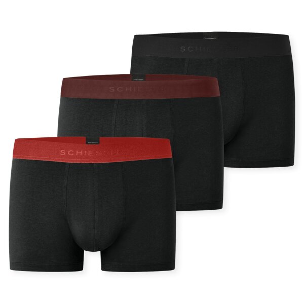 SCHIESSER Herren Boxershorts 3er Pack - Serie "95/5", Unterhose, Logobund Schwarz/Rot M