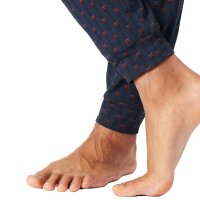 SCHIESSER mens pajamas, long - Casual Essentials, single jersey, cotton, V-neck Dark blue (Burgund) XL (X-Large)