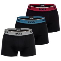 BOSS Herren Boxershorts, 3er Pack - Power Trunks, Logo, Baumwollmischung, einfarbig Schwarz/Rot/Blau/Grau L