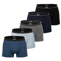 BOSS Herren Boxershorts, 5er Pack - Essentials Trunks, Logo, Baumwollmischung Blau/Grau/Schwarz M