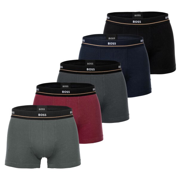 BOSS mens boxer shorts, pack of 5 - Essentials trunks, logo, cotton blend Black/grey/red 2XL (XX-Large)