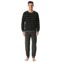 SCHIESSER Men Pyjamas, long - terrycloth, cuffs, striped Dark grey XL (X-Large)