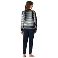 SCHIESSER Women Pajamas, long - terrycloth, cuffs, striped Blue L (Large)