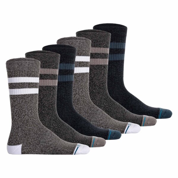 STANCE Unisex Socken 6er Pack - The Joven, Logo, Streifen, Crew Socken Grau/Blau/Grün 38-42