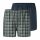 SCHIESSER Men Woven boxer shorts, pack of 2 - woven fabric, cotton Blue/Green M (Medium)