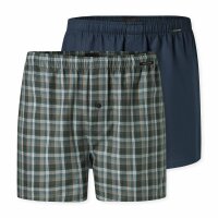 SCHIESSER Herren Web-Boxershorts, 2er Pack - Webware, Baumwolle Blau/Grün XL
